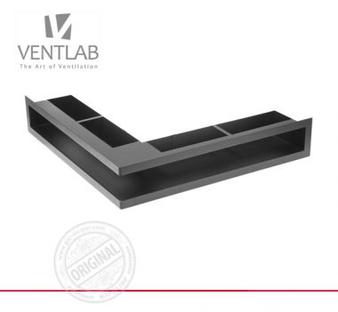 Решетка для камина Ventlab Open угловая с рамкой чёрная