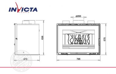 Топка каминная Invicta 800 Grande Angle Turbo